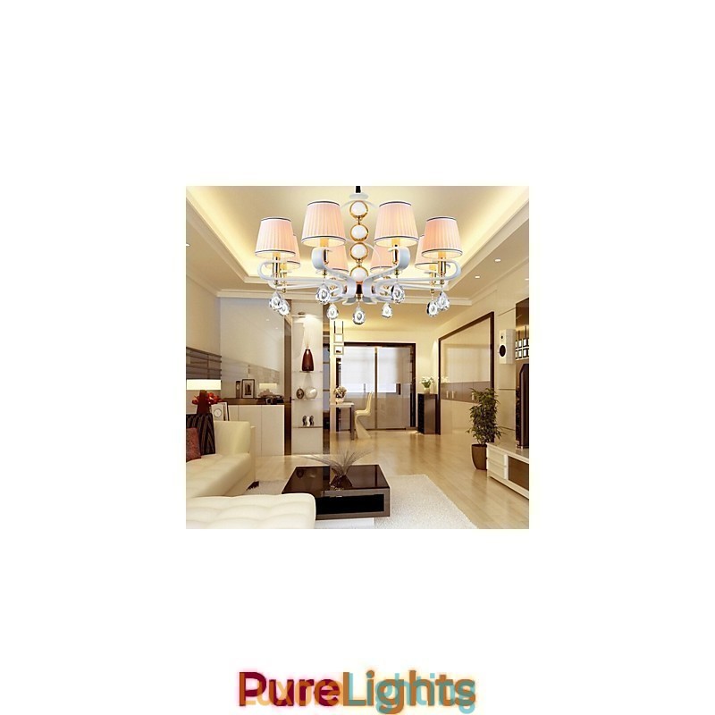 Designer Touch Decorative Fabric Chandelier 8 Light Modern Minimalist High Grade Lamp