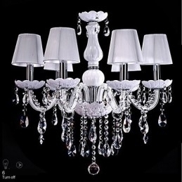Designer Touch Decorative 6 Lights Luxury Crystal Chandelier White Color K9 Crystal Chandelier