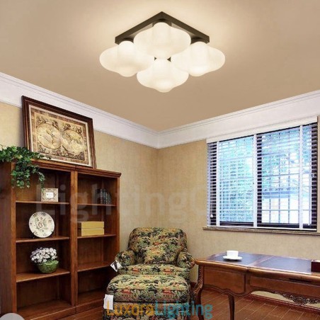 Designer Touch Decorative 4 Light Rustic Lodge Integrated Flush Mount Light