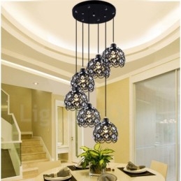 Designer Touch Decorative 6 Light Rustic Lodge Integrated Pendant Light