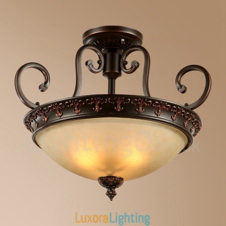 Designer Touch Decorative Single Light Rustic Lodge Integrated Metal Flush Mount Light