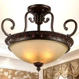 Designer Touch Decorative Single Light Rustic Lodge Integrated Metal Flush Mount Light