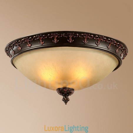 Designer Touch Decorative Single Light Rustic Lodge Integrated Metal Flush Mount Light