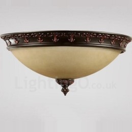 Designer Touch Decorative Single Light Rustic Lodge Integrated Metal Flush Mount Light