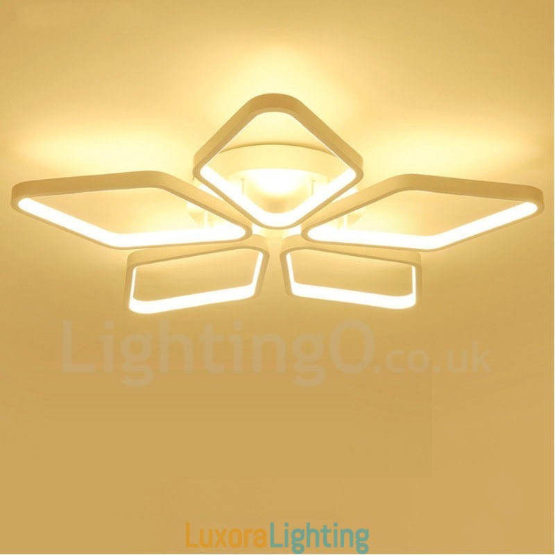 Designer Touch Decorative 5 Light Modern Contemporary Integrated Metal Flush Mount Light