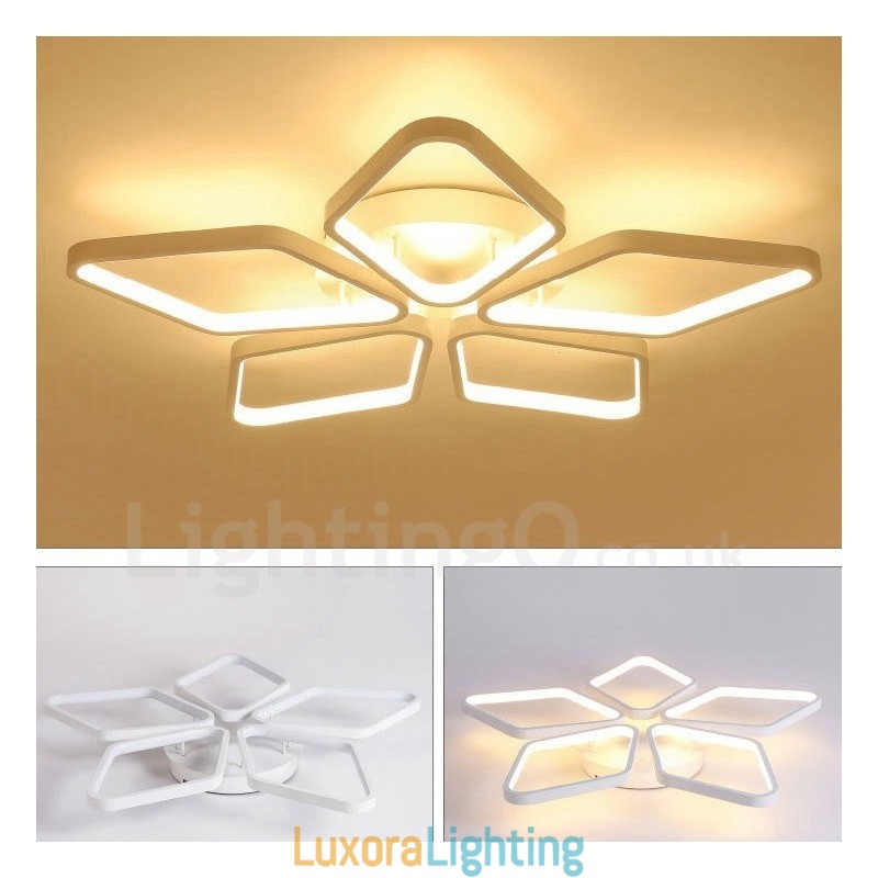 Designer Touch Decorative 5 Light Modern Contemporary Integrated Metal Flush Mount Light