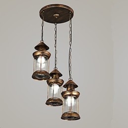 Designer Touch Decorative Rustic Lodge Vintage Retro Mini Style Metal Pendant Light