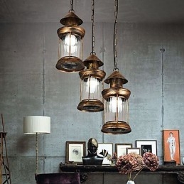 Designer Touch Decorative Rustic Lodge Vintage Retro Mini Style Metal Pendant Light