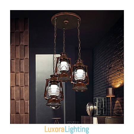 Designer Touch Decorative Rustic Lodge Vintage Retro Mini Style Metal Pendant Light