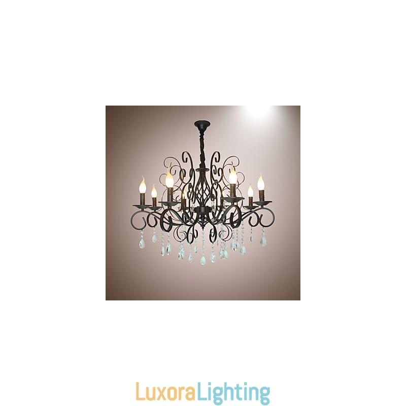 Designer Touch Decorative 8 Head Of European Style Crystal Lamp Metal Chandelier Lighting