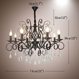 Designer Touch Decorative 8 Head Of European Style Crystal Lamp Metal Chandelier Lighting