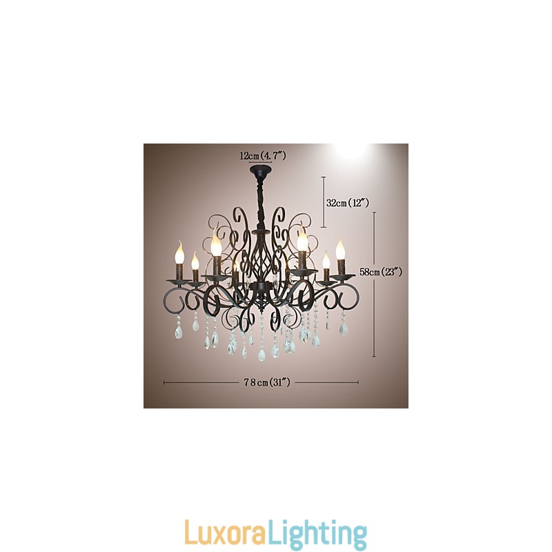 Designer Touch Decorative 8 Head Of European Style Crystal Lamp Metal Chandelier Lighting