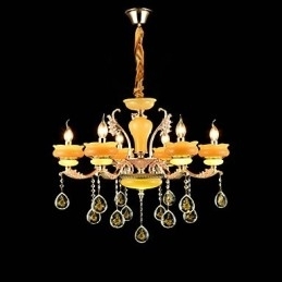 Designer Touch Decorative Traditional Classic Zinc Alloy Feature for Crystal Mini Style Metal 6 Bulbs Chandelier