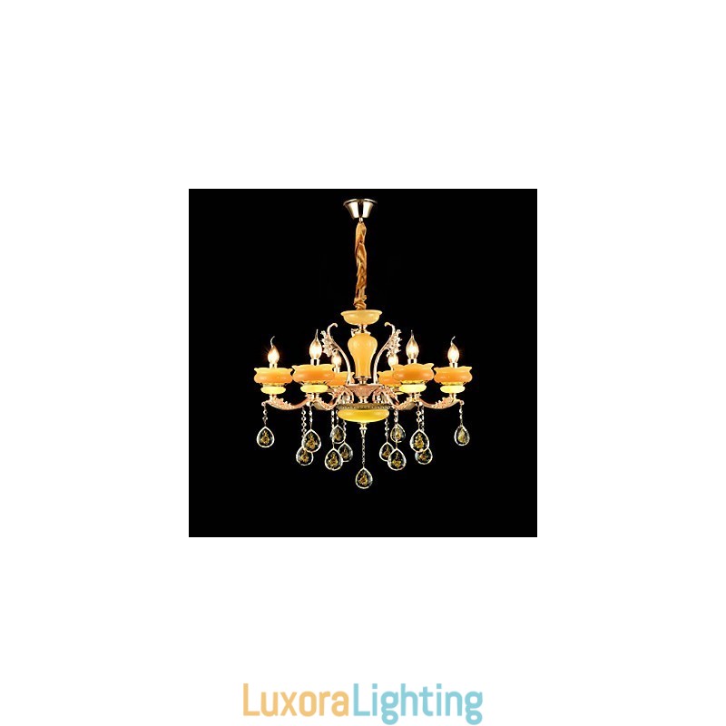 Designer Touch Decorative Traditional Classic Zinc Alloy Feature for Crystal Mini Style Metal 6 Bulbs Chandelier