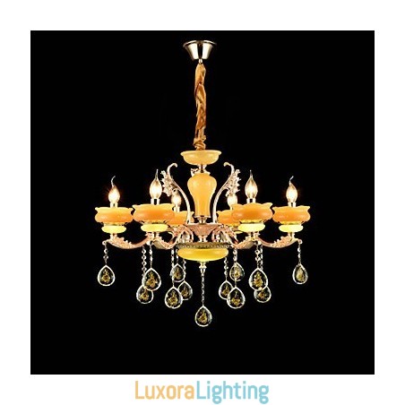 Designer Touch Decorative Traditional Classic Zinc Alloy Feature for Crystal Mini Style Metal 6 Bulbs Chandelier