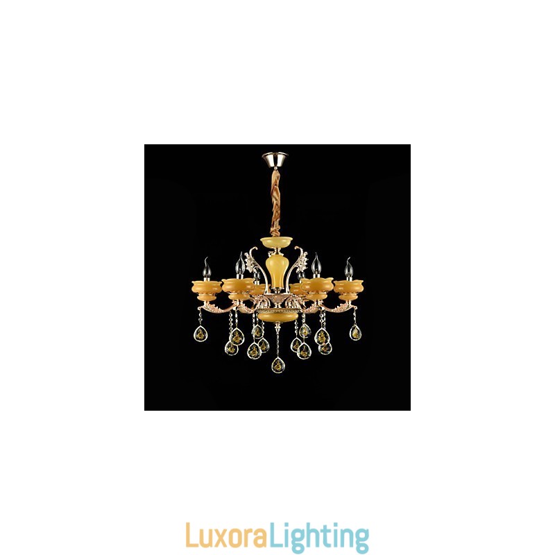 Designer Touch Decorative Traditional Classic Zinc Alloy Feature for Crystal Mini Style Metal 6 Bulbs Chandelier