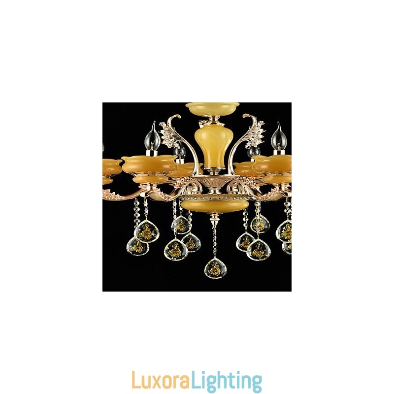 Designer Touch Decorative Traditional Classic Zinc Alloy Feature for Crystal Mini Style Metal 6 Bulbs Chandelier