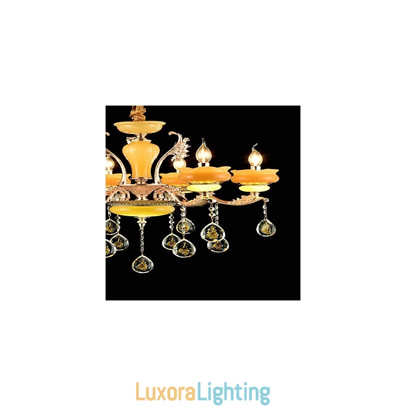 Designer Touch Decorative Traditional Classic Zinc Alloy Feature for Crystal Mini Style Metal 6 Bulbs Chandelier