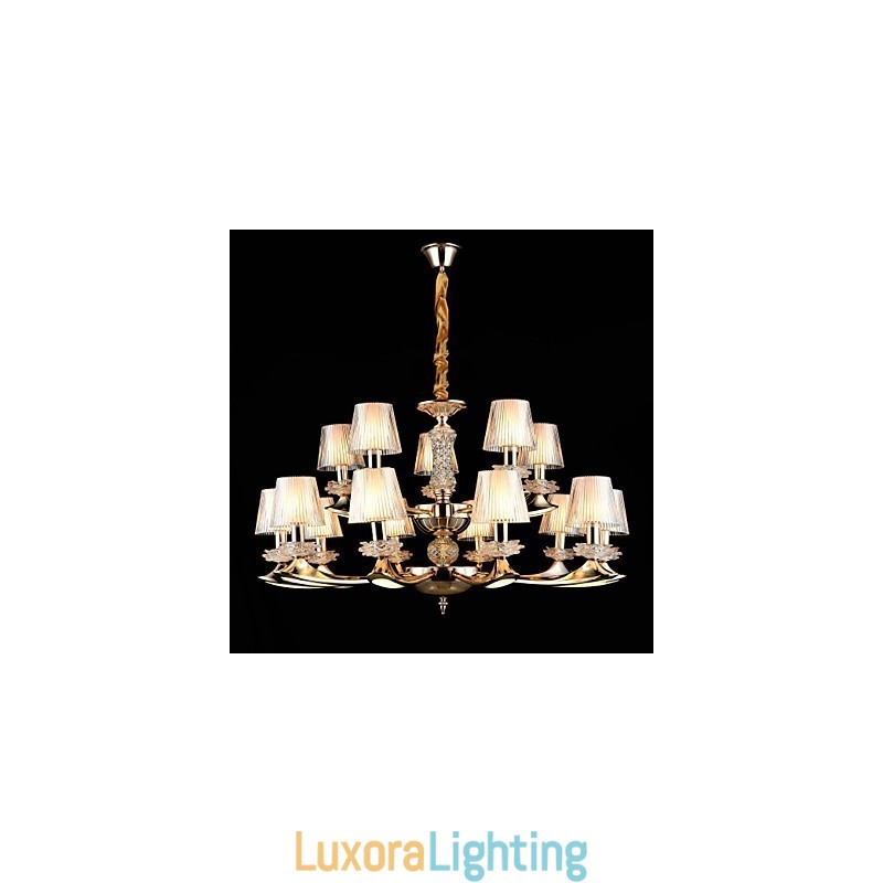 Designer Touch Decorative Pendant Light Zinc Alloy Feature for Crystal Mini Style Metal Indoors Shops 15 Bulbs