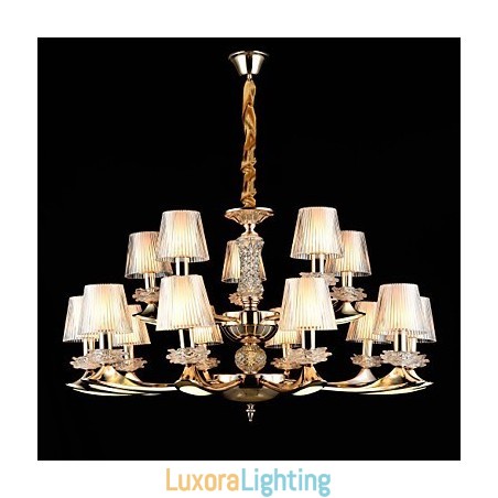 Designer Touch Decorative Pendant Light Zinc Alloy Feature for Crystal Mini Style Metal Indoors Shops 15 Bulbs