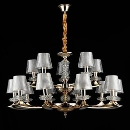 Designer Touch Decorative Pendant Light Zinc Alloy Feature for Crystal Mini Style Metal Indoors Shops 15 Bulbs