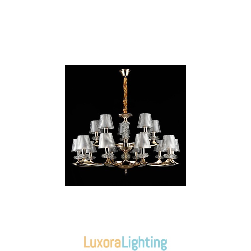 Designer Touch Decorative Pendant Light Zinc Alloy Feature for Crystal Mini Style Metal Indoors Shops 15 Bulbs