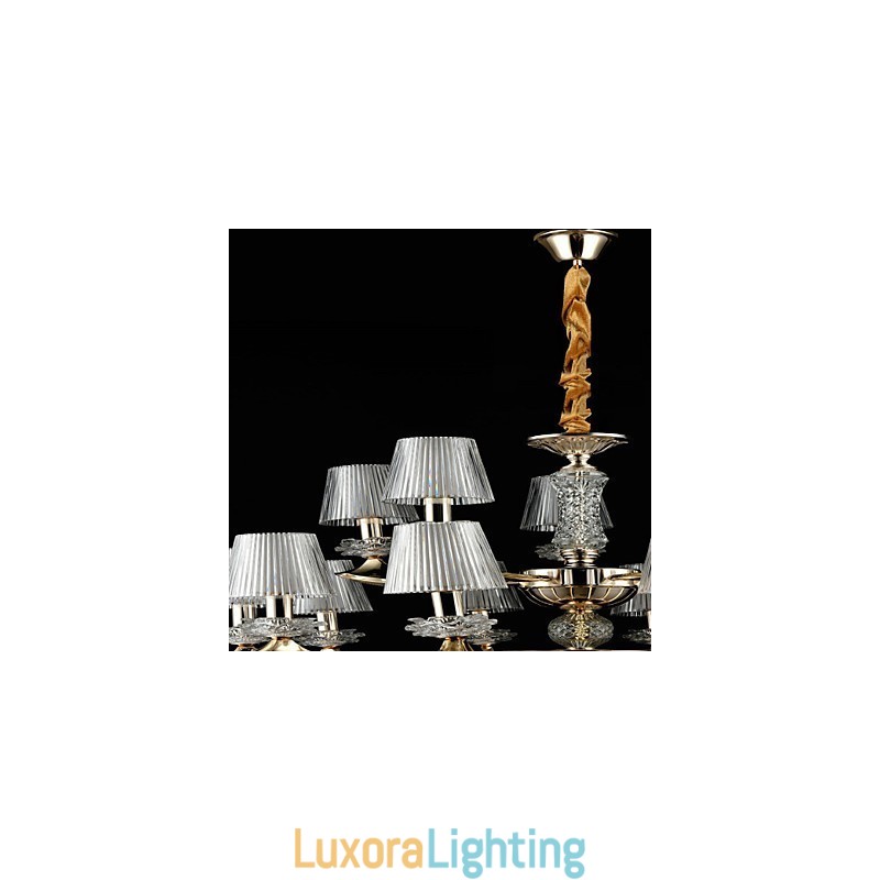 Designer Touch Decorative Pendant Light Zinc Alloy Feature for Crystal Mini Style Metal Indoors Shops 15 Bulbs