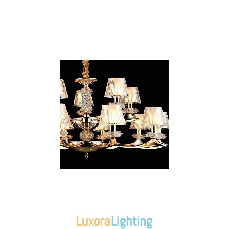 Designer Touch Decorative Pendant Light Zinc Alloy Feature for Crystal Mini Style Metal Indoors Shops 15 Bulbs