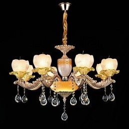 Designer Touch Decorative Traditional Classic Zinc Alloy Feature for Crystal Mini Style Metal 8 Bulbs Chandelier