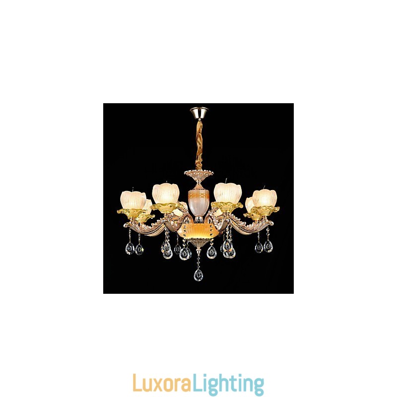 Designer Touch Decorative Traditional Classic Zinc Alloy Feature for Crystal Mini Style Metal 8 Bulbs Chandelier