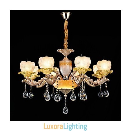 Designer Touch Decorative Traditional Classic Zinc Alloy Feature for Crystal Mini Style Metal 8 Bulbs Chandelier