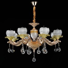 Designer Touch Decorative Traditional Classic Zinc Alloy Feature for Crystal Mini Style Metal 8 Bulbs Chandelier