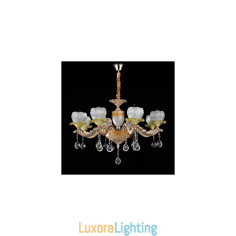 Designer Touch Decorative Traditional Classic Zinc Alloy Feature for Crystal Mini Style Metal 8 Bulbs Chandelier