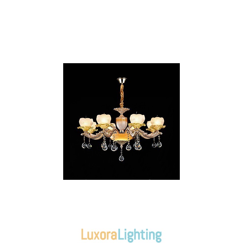Designer Touch Decorative Traditional Classic Zinc Alloy Feature for Crystal Mini Style Metal 8 Bulbs Chandelier