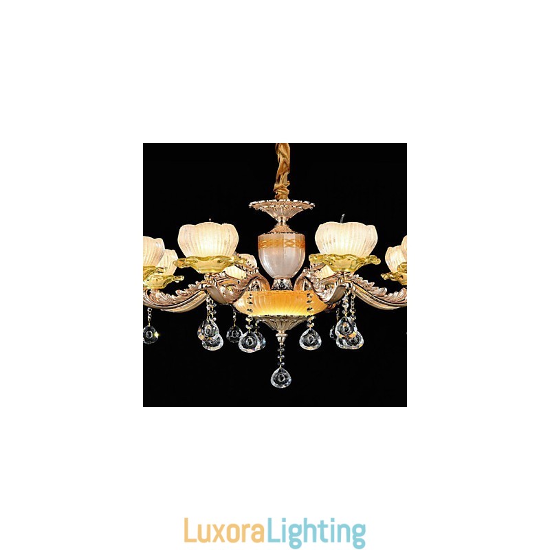 Designer Touch Decorative Traditional Classic Zinc Alloy Feature for Crystal Mini Style Metal 8 Bulbs Chandelier