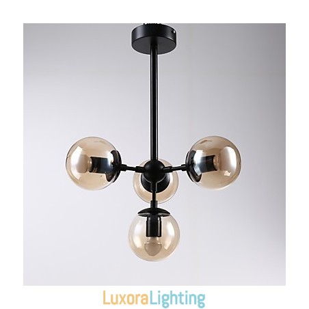 Designer Touch Decorative Four Light Post Modern Europe Style Modo Metal Glass Pendant Lamp the Foyer Decorate Industrial Chandelier Lamp