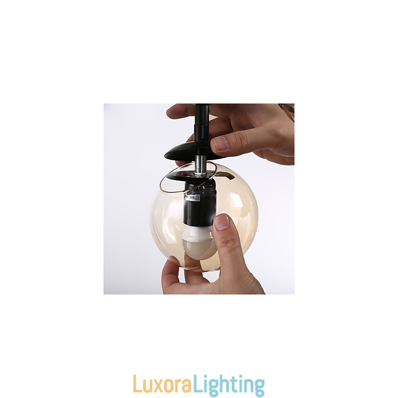 Designer Touch Decorative Four Light Post Modern Europe Style Modo Metal Glass Pendant Lamp the Foyer Decorate Industrial Chandelier Lamp