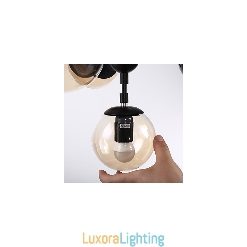 Designer Touch Decorative Four Light Post Modern Europe Style Modo Metal Glass Pendant Lamp the Foyer Decorate Industrial Chandelier Lamp