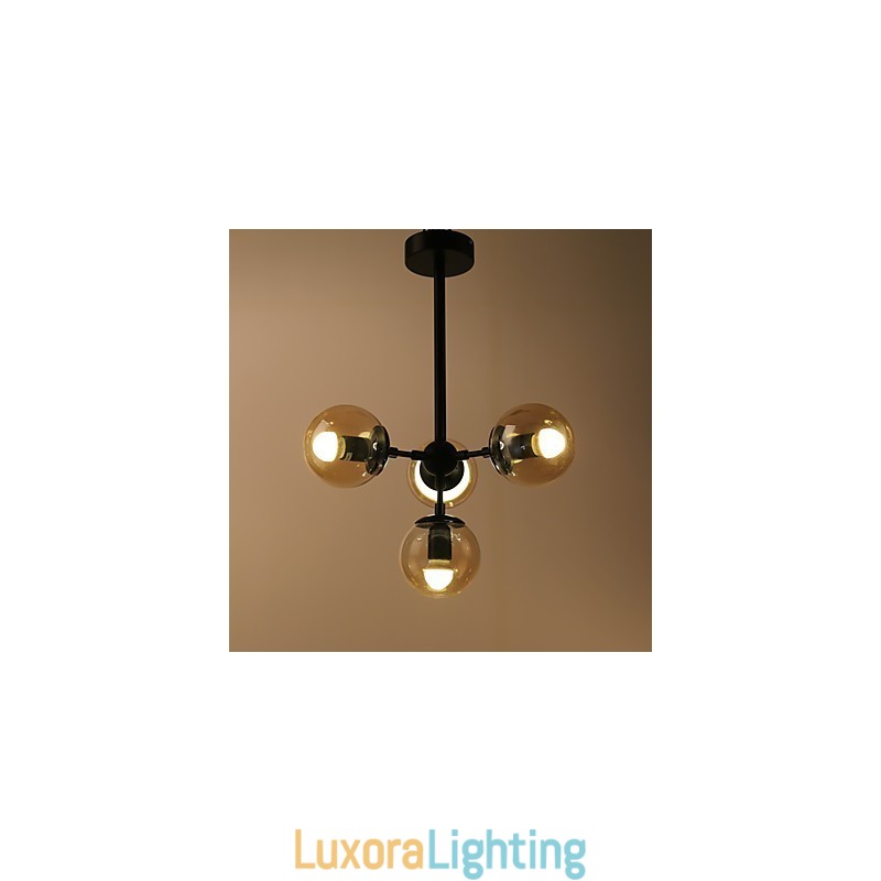 Designer Touch Decorative Four Light Post Modern Europe Style Modo Metal Glass Pendant Lamp the Foyer Decorate Industrial Chandelier Lamp