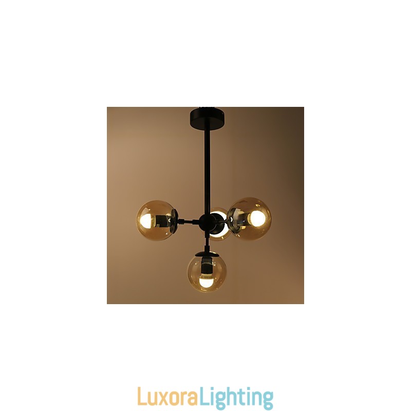 Designer Touch Decorative Four Light Post Modern Europe Style Modo Metal Glass Pendant Lamp the Foyer Decorate Industrial Chandelier Lamp