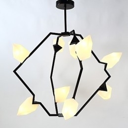 Designer Touch Decorative Nine Light Post Modern Metal with Glass Peach Chandelier Lamp the Canteen Decorate Pendant Lamp