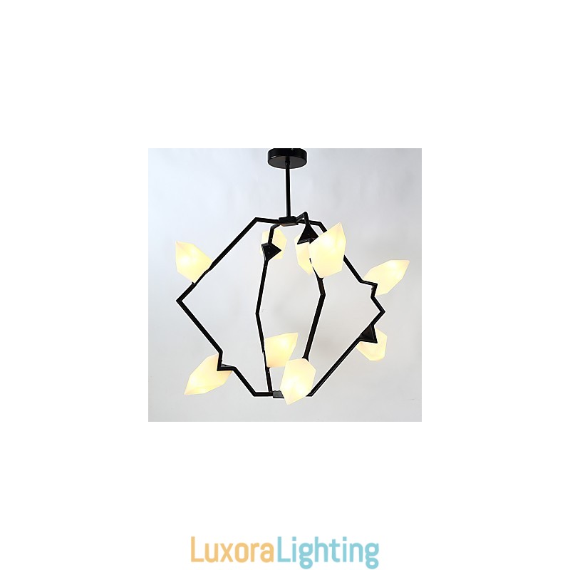 Designer Touch Decorative Nine Light Post Modern Metal with Glass Peach Chandelier Lamp the Canteen Decorate Pendant Lamp