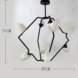 Designer Touch Decorative Nine Light Post Modern Metal with Glass Peach Chandelier Lamp the Canteen Decorate Pendant Lamp