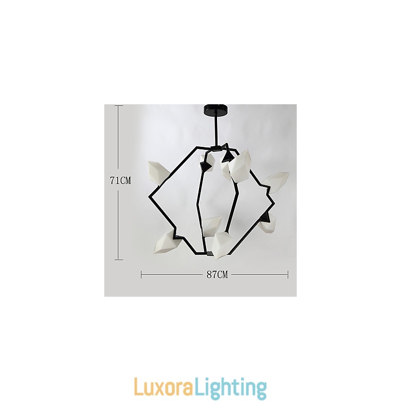 Designer Touch Decorative Nine Light Post Modern Metal with Glass Peach Chandelier Lamp the Canteen Decorate Pendant Lamp