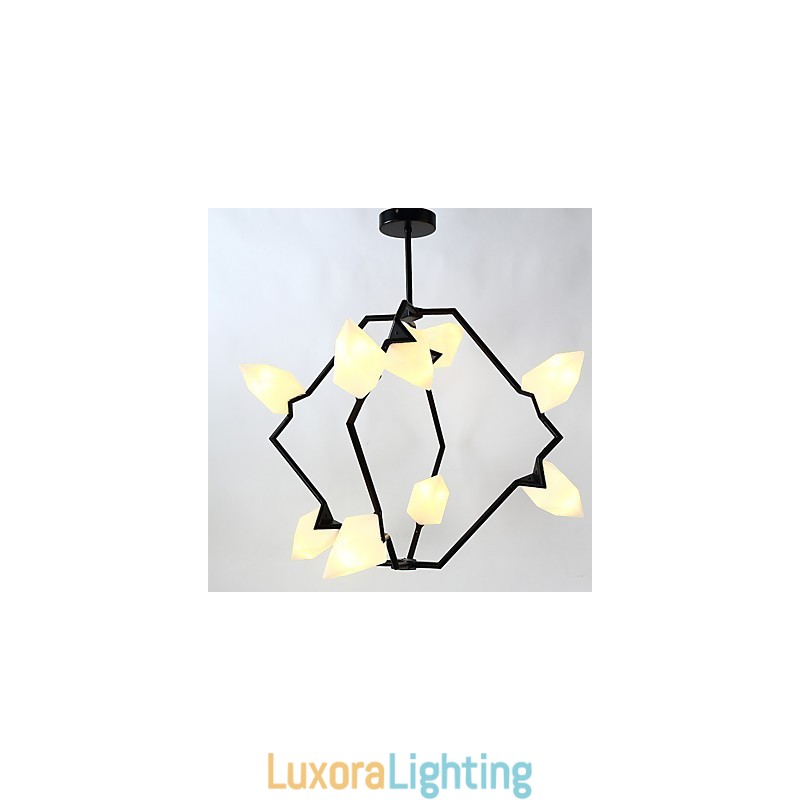 Designer Touch Decorative Nine Light Post Modern Metal with Glass Peach Chandelier Lamp the Canteen Decorate Pendant Lamp