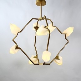 Designer Touch Decorative Nine Light Post Modern Metal with Glass Peach Chandelier Lamp the Canteen Decorate Pendant Lamp