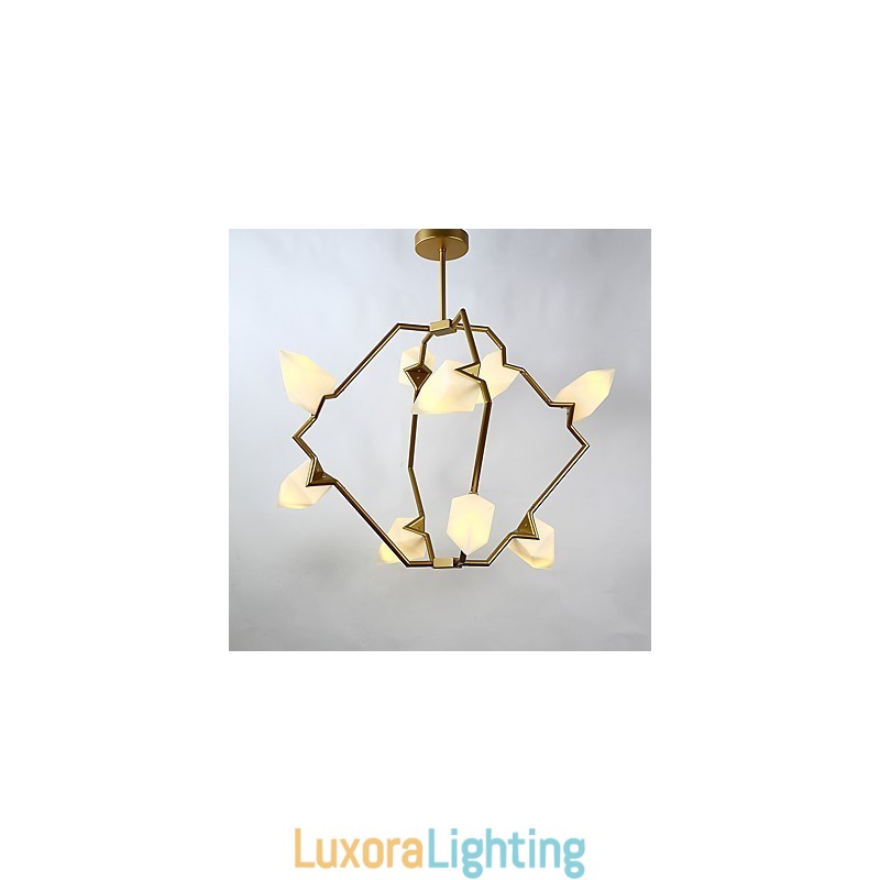 Designer Touch Decorative Nine Light Post Modern Metal with Glass Peach Chandelier Lamp the Canteen Decorate Pendant Lamp