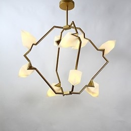 Designer Touch Decorative Nine Light Post Modern Metal with Glass Peach Chandelier Lamp the Canteen Decorate Pendant Lamp