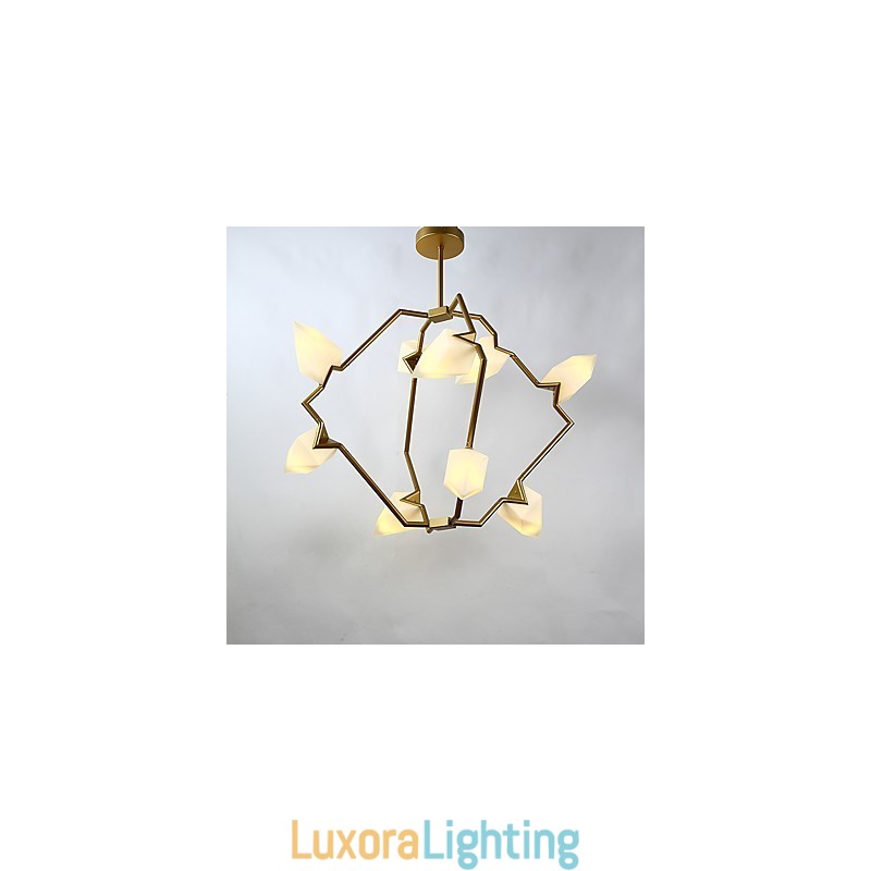 Designer Touch Decorative Nine Light Post Modern Metal with Glass Peach Chandelier Lamp the Canteen Decorate Pendant Lamp