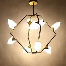 Designer Touch Decorative Nine Light Post Modern Metal with Glass Peach Chandelier Lamp the Canteen Decorate Pendant Lamp